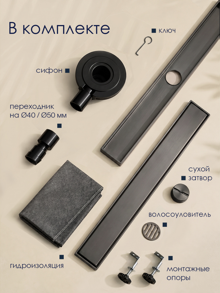 Душевой лоток WasserKraft Niers 30D60GR графит от магазина Vanna-Vanna.ru!