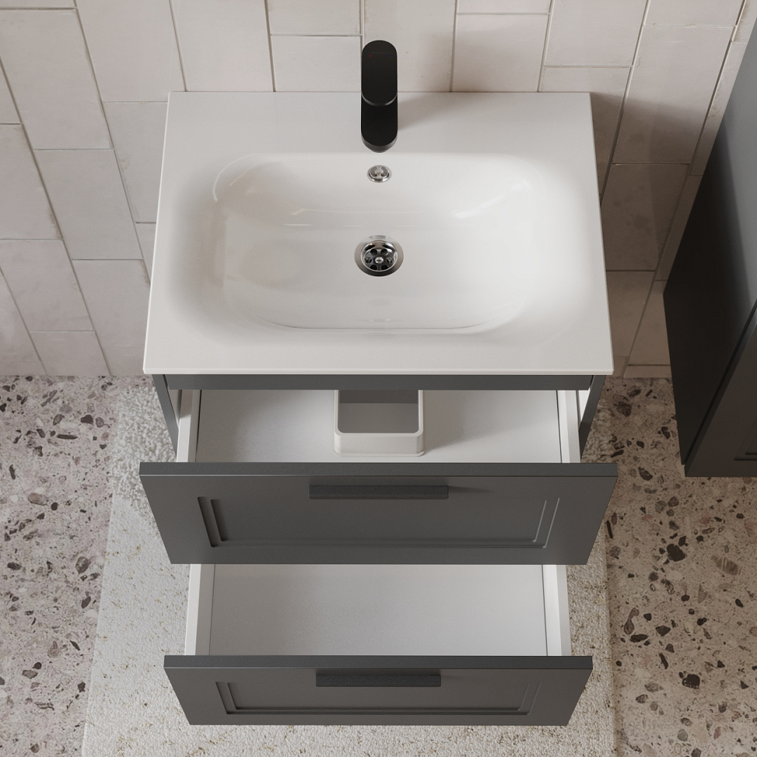 Тумба с раковиной подвесная (60 см) Terminus Classik CLA10602701601O, графит