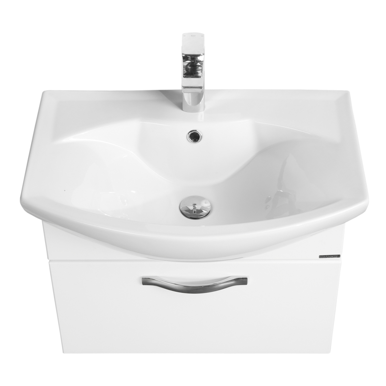 Тумба подвесная Aquaton Ария 65 с раковиной Смайл 65, 1 ящик, белый