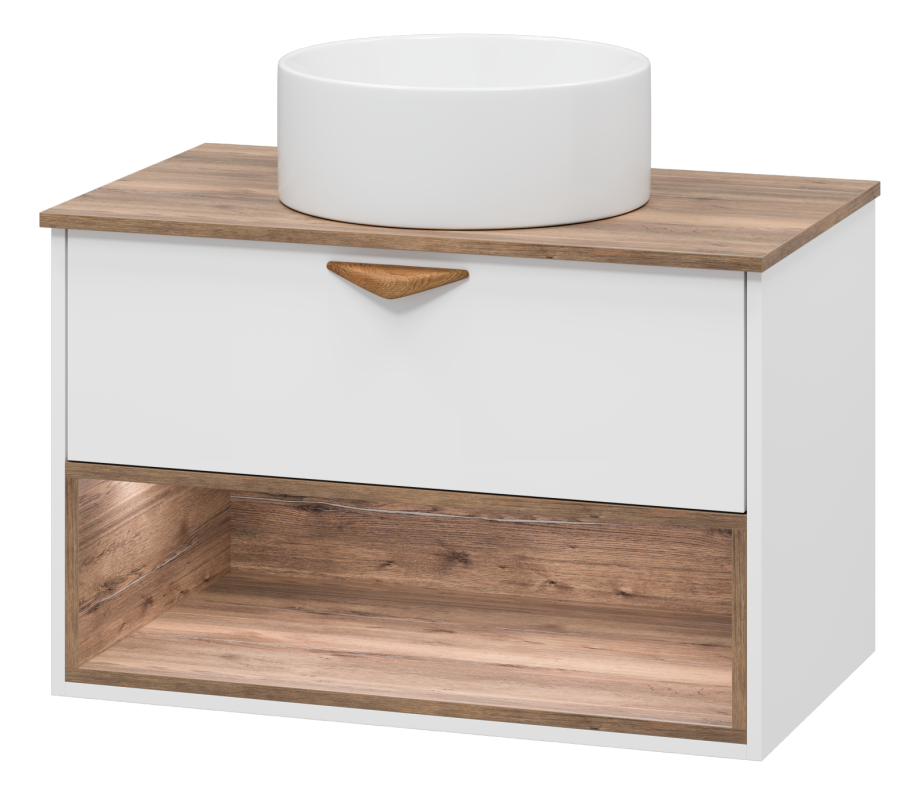 Тумба с раковиной Brevita Bergen 80 с подсветкой подвесная, белый