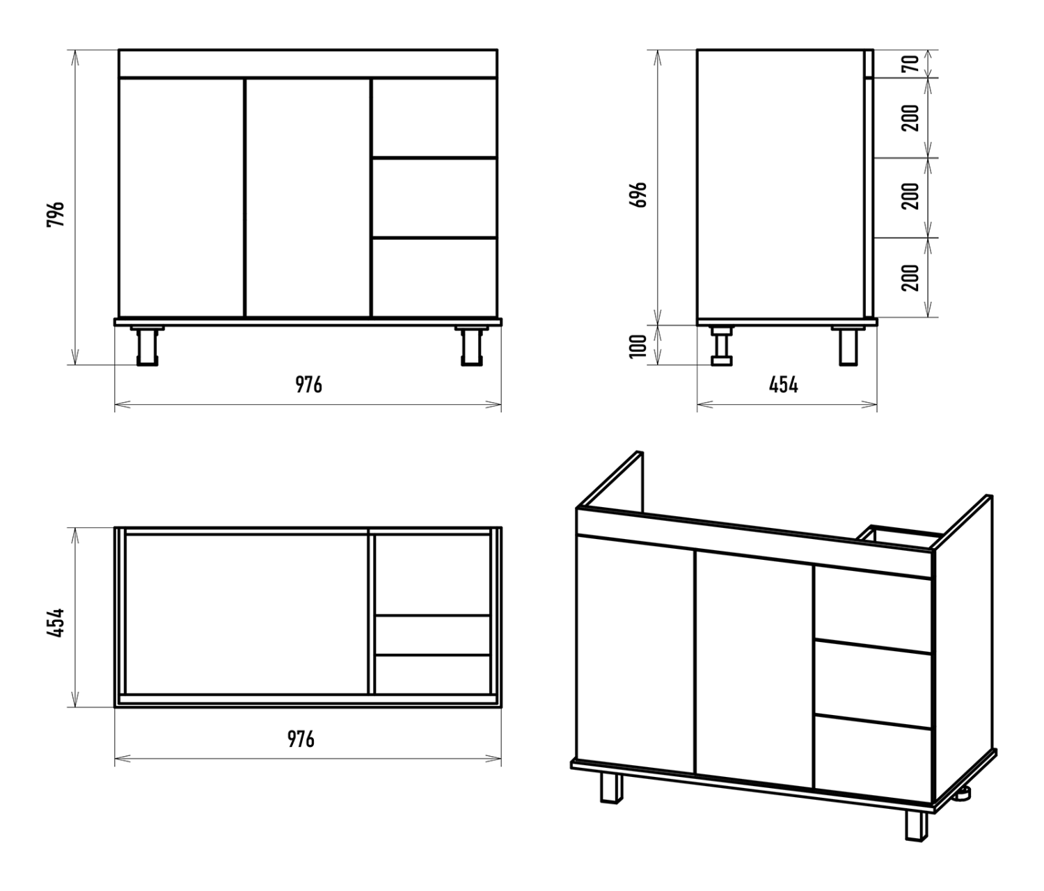 Тумба с раковиной Misty Аврора 100 белый