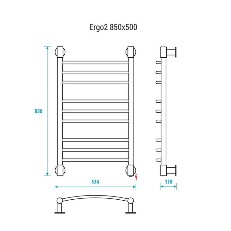 Полотенцесушитель электрический Energy Ergo2 850x500 хром