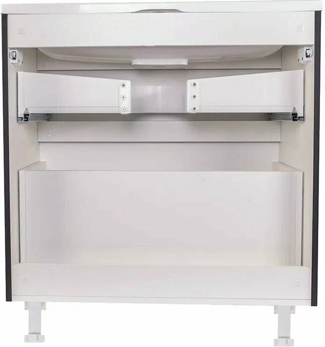 Тумба с раковиной Style Line Бергамо мини 90 Люкс, напольная, антискрейч, черный матовый