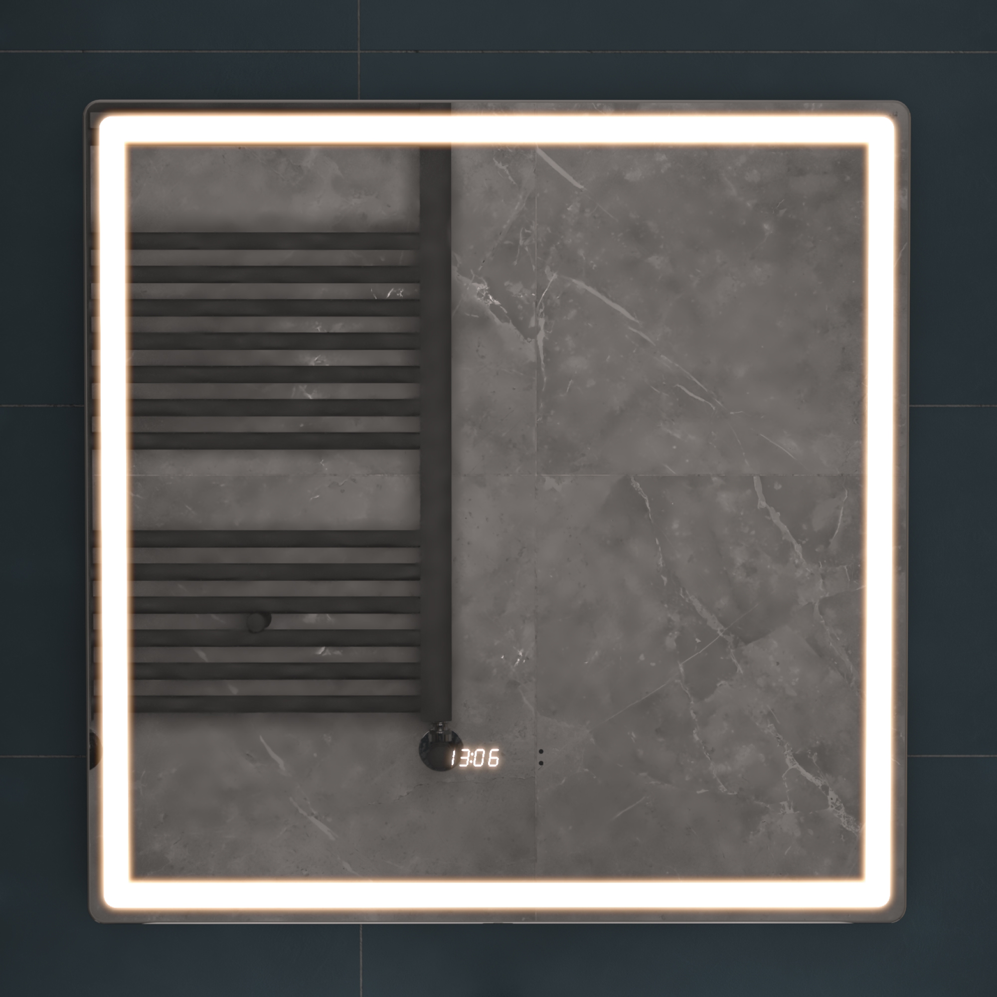 Зеркало Vigo Geometry Luxe 70 свет, сенсор, часы, антизапотевание