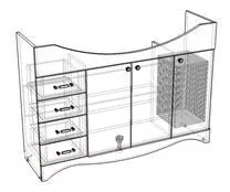 Тумба с раковиной Corozo Классика 120 с корзиной, напольная, 2 двери, 4 ящика, белая