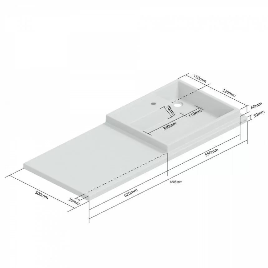 Раковина Санта Юпитер 1200х500 R белая