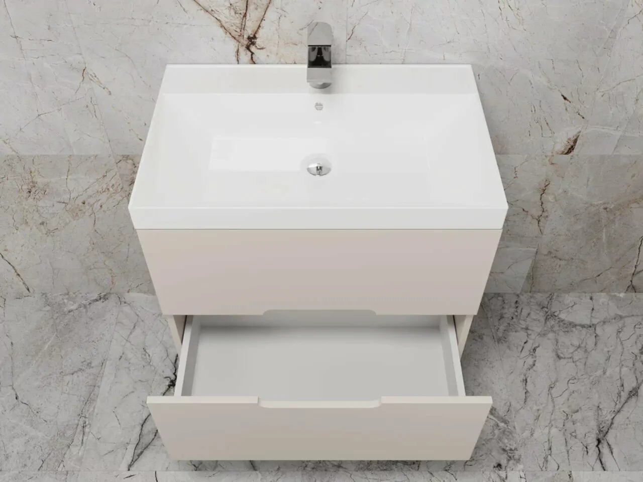 Тумба подвесная Style Line Матис 70 с раковиной Classic 70, крем