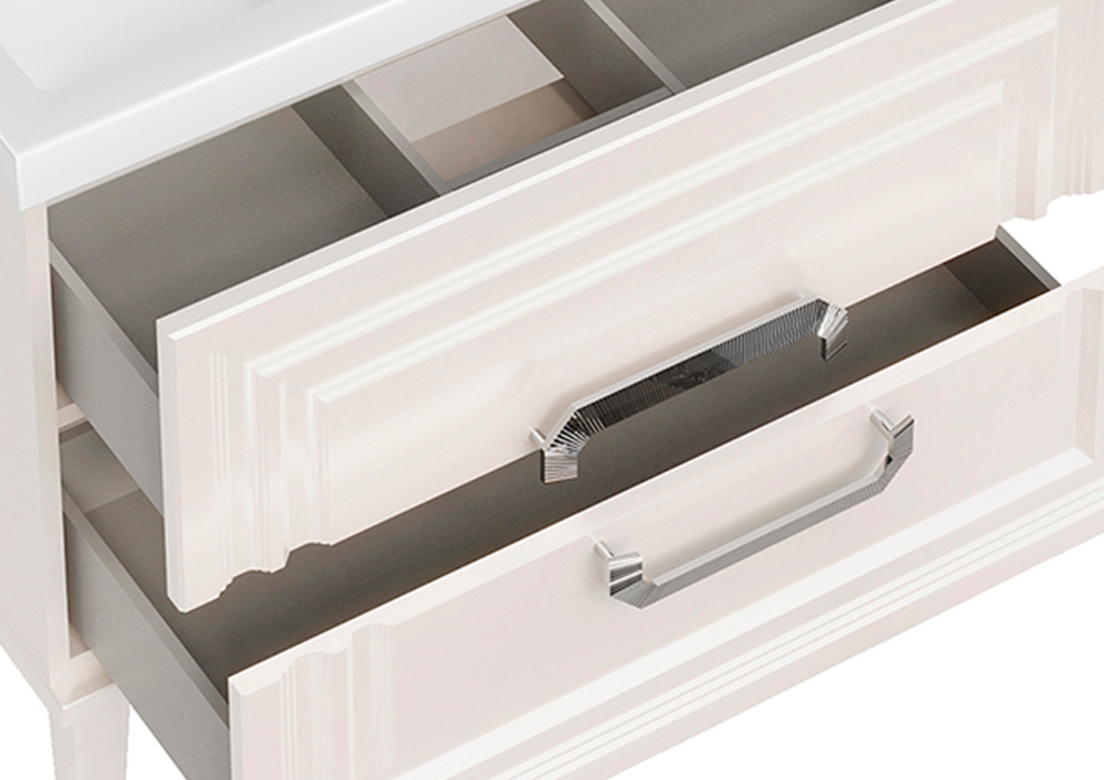 Тумба ASB Woodline Летиция 80 с раковиной Фостер 80, напольная, белый, ручки хром