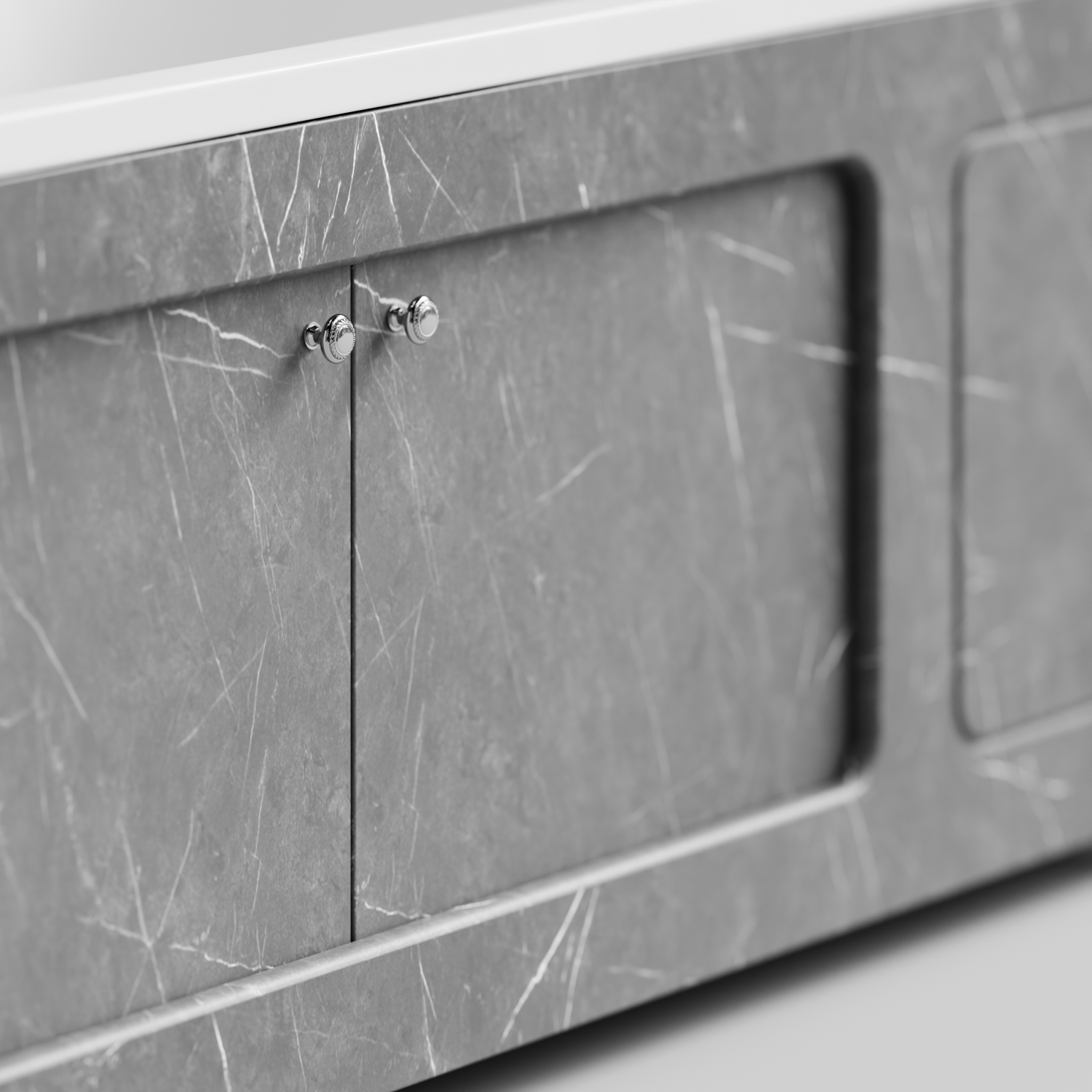 Экран под ванну Vod-ok Лидер 180 раздвижной Мрамор Серый софт тач