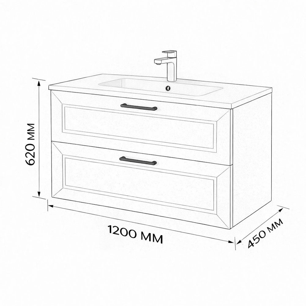 Тумба с раковиной подвесная (120 см) Terminus Victoria VIC101202900101O, айвори, ручки золото