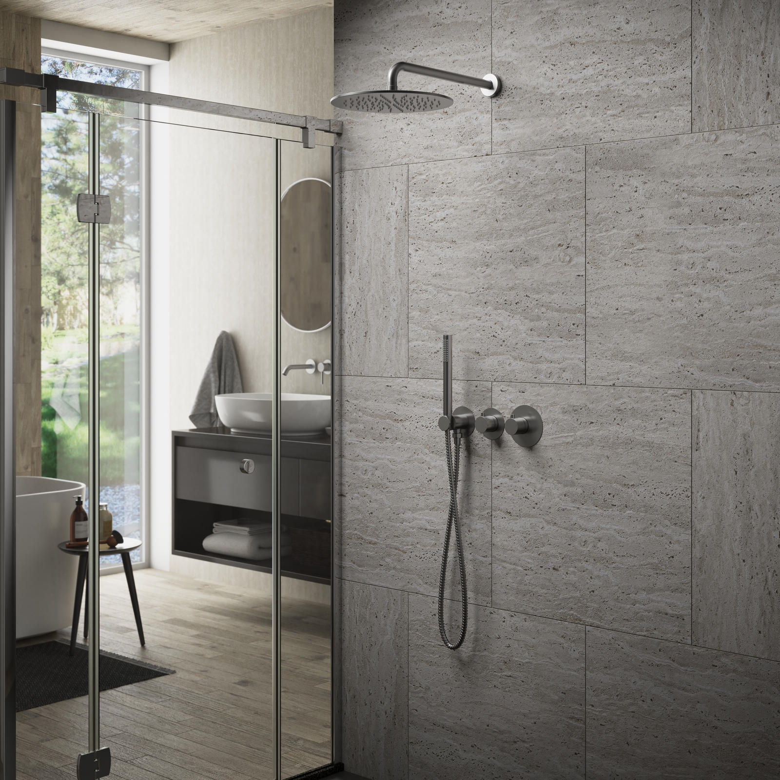 Душевая система встроенная с термостатом Timo Saona SX-2359/18SM черное золото