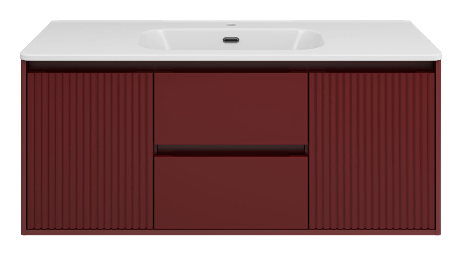 Тумба с раковиной Brevita Wine 120 подвесная (бордовая) с раковиной Brevita Onda 120