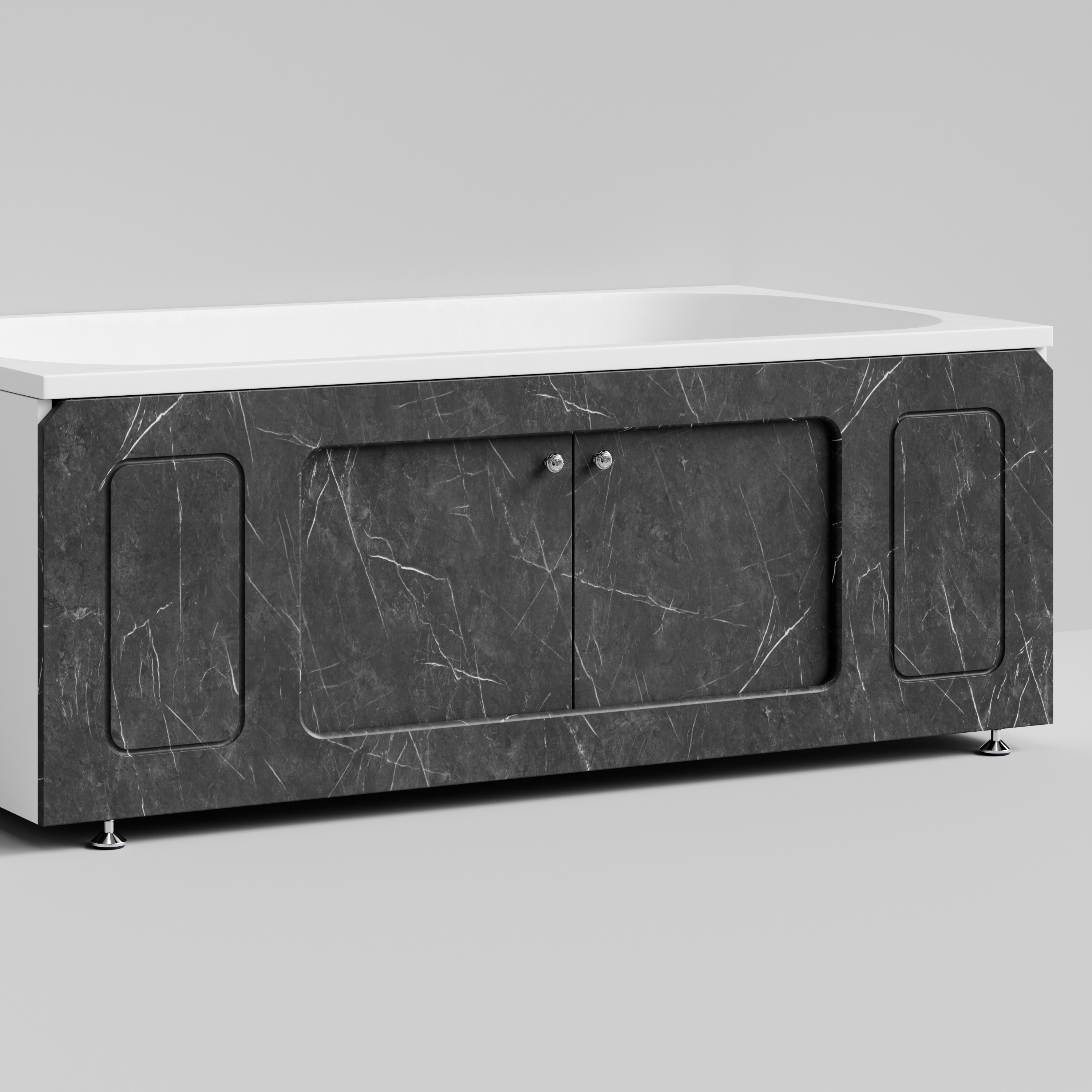 Экран под ванну Vod-ok Лидер 150 раздвижной Мрамор Графит софт тач