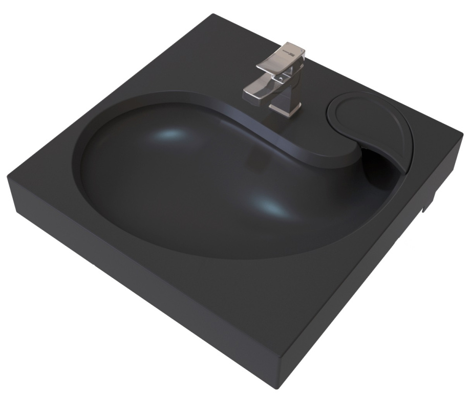 Раковина над стиральной машиной Stella Polar Шебби 60х60, черный матовый