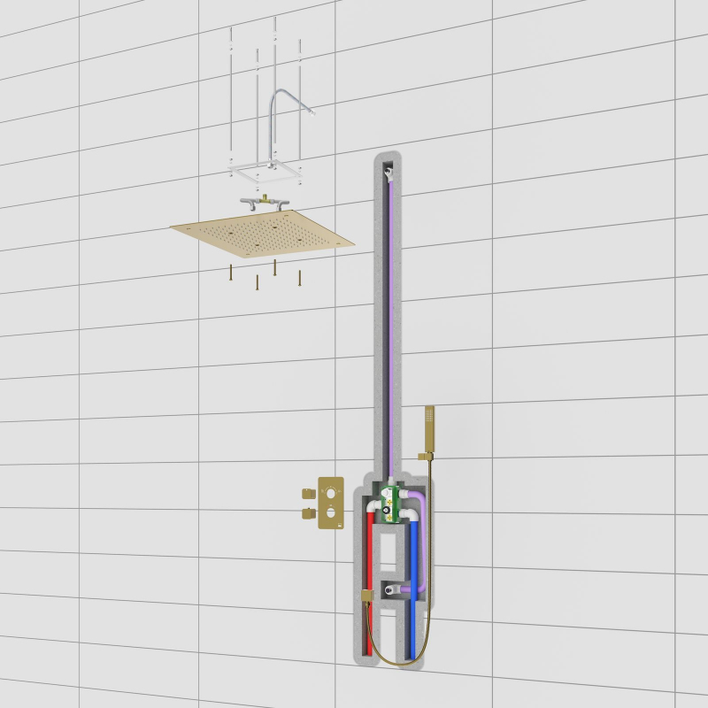 Душевая система встроенная с термостатом Timo Petruma SX-5029/18SM черное золото