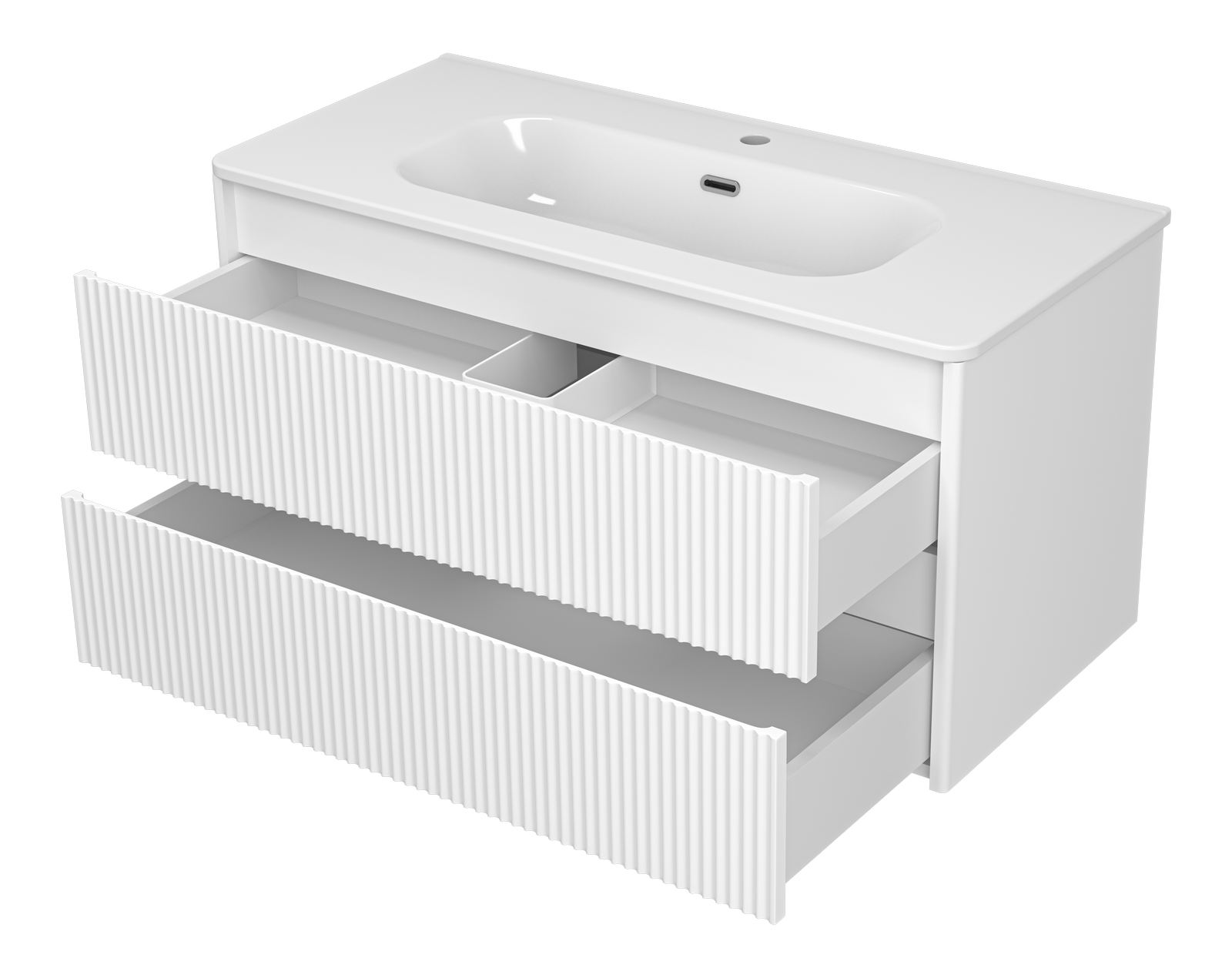 Тумба с раковиной Brevita Riva 100 подвесная, белый