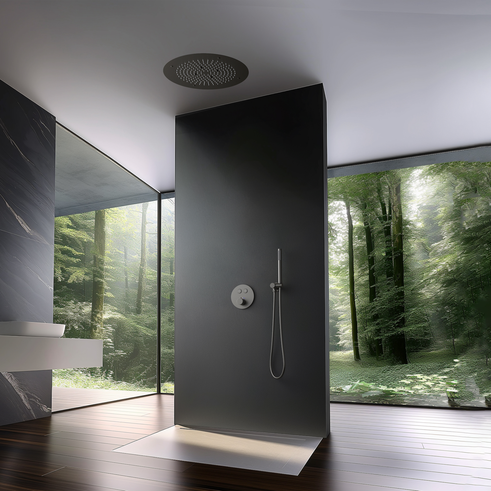 Душевая система встроенная с термостатом Timo Saona SX-2370/18SM черное золото