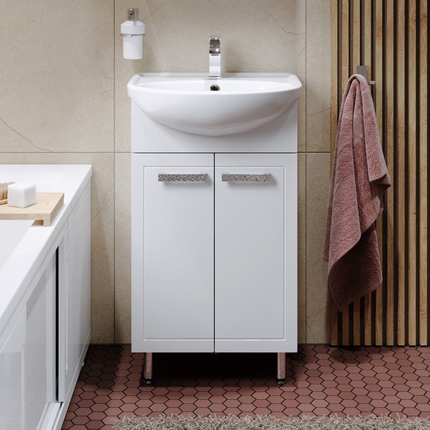 Тумба с раковиной Alavann Vittoria 50-01 напольная, белая