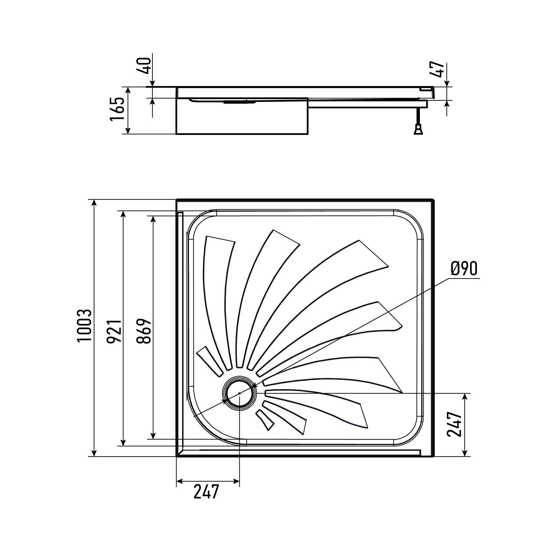 Поддон для душа Alex Baitler АВ10017H-2 100х100 квадратный, белый