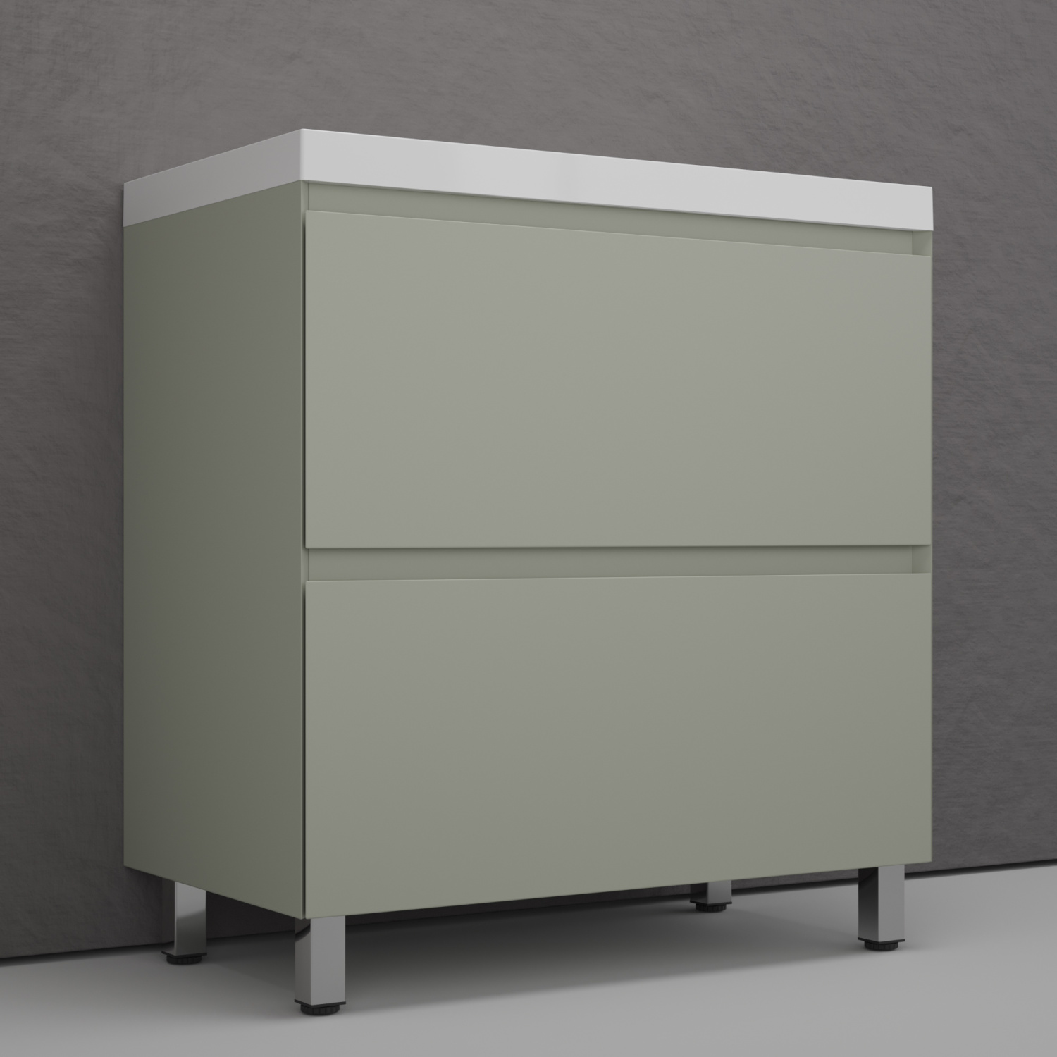 Тумба напольная Style Line Манхэттен 80 Эмаль, с раковиной Asti 80 белый, олива