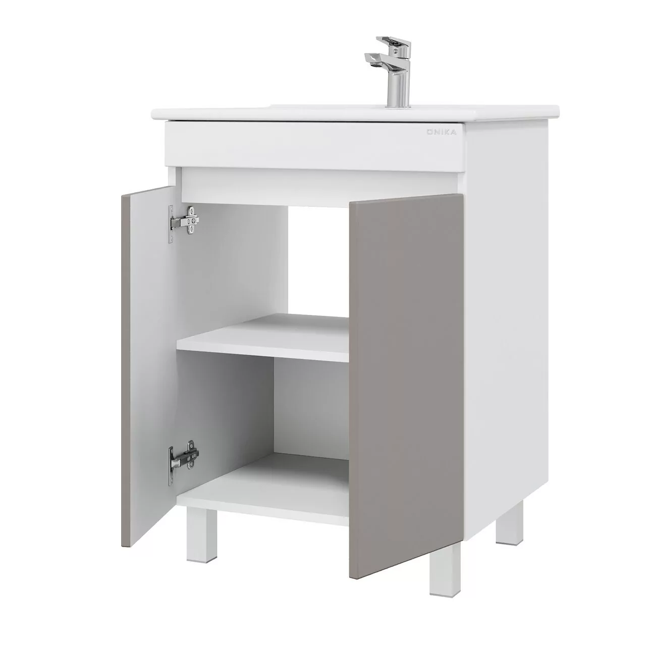 Тумба напольная Onika Марви 60 с раковиной Элина 60, мокко/белый