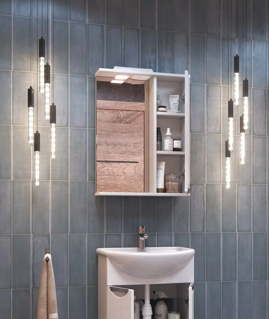 Зеркало со шкафчиком Vigo Callao 50 R, свет, белый