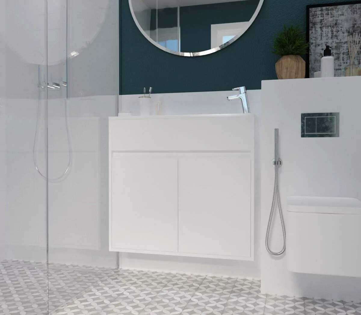 Тумба с раковиной подвесная 1Marka Stretto 80П 2 двери, белый