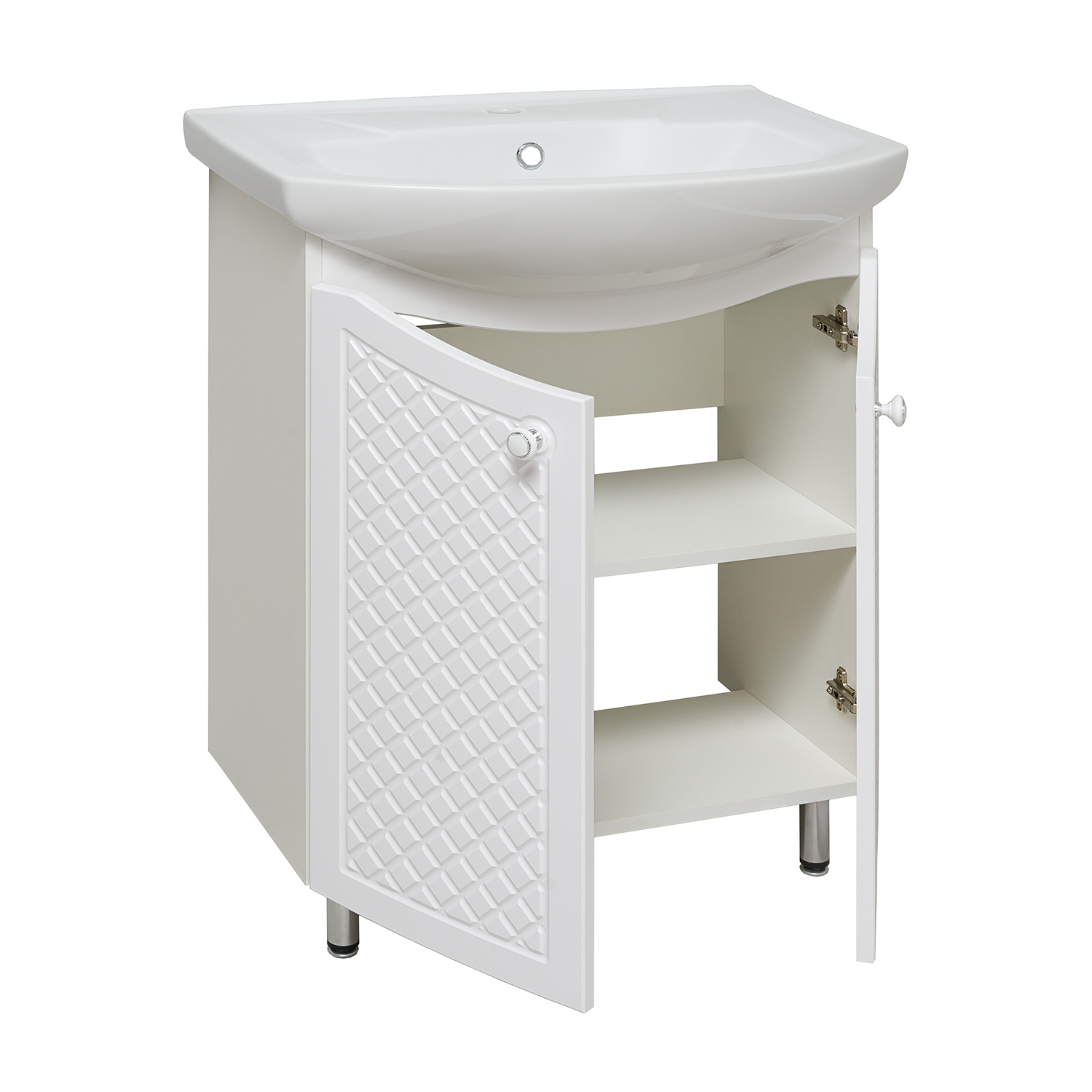 Тумба напольная Runo Милано 65 с раковиной Элеганс 65, белый