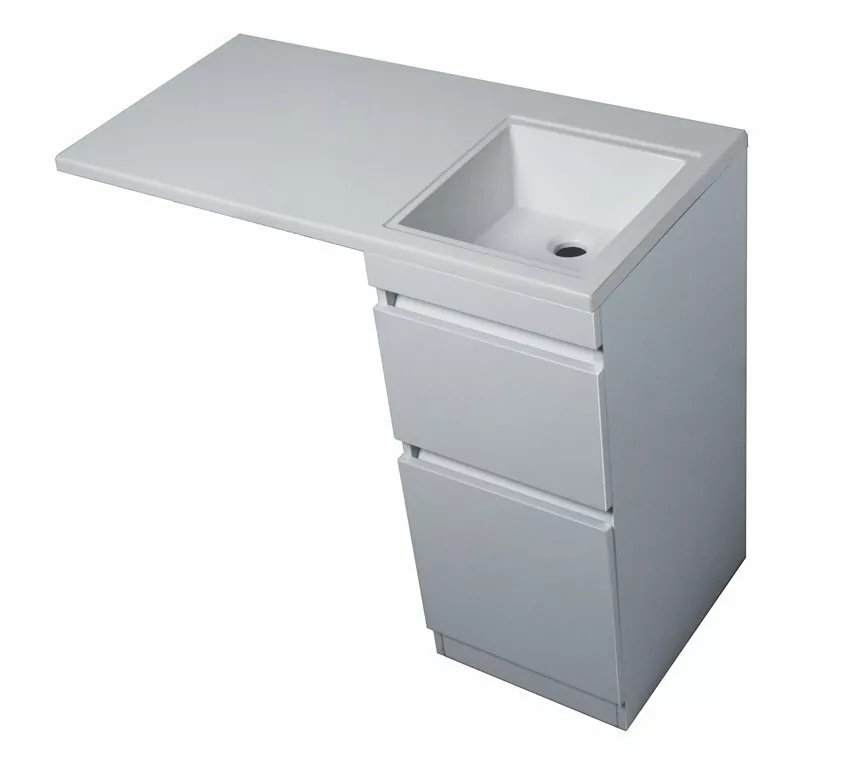 Тумба напольная Style Line Даллас 100 Люкс Plus ПВХ с раковиной Даллас 100 под стиральную машину, два ящика, правая, белая