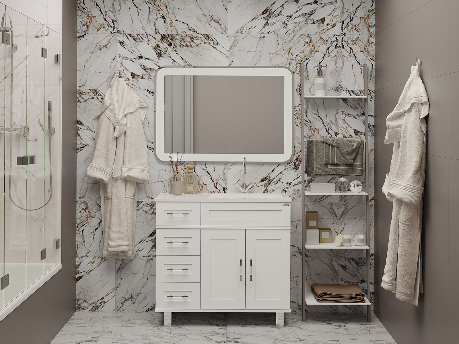 Тумба с раковиной Misty Купер 90 R, белый