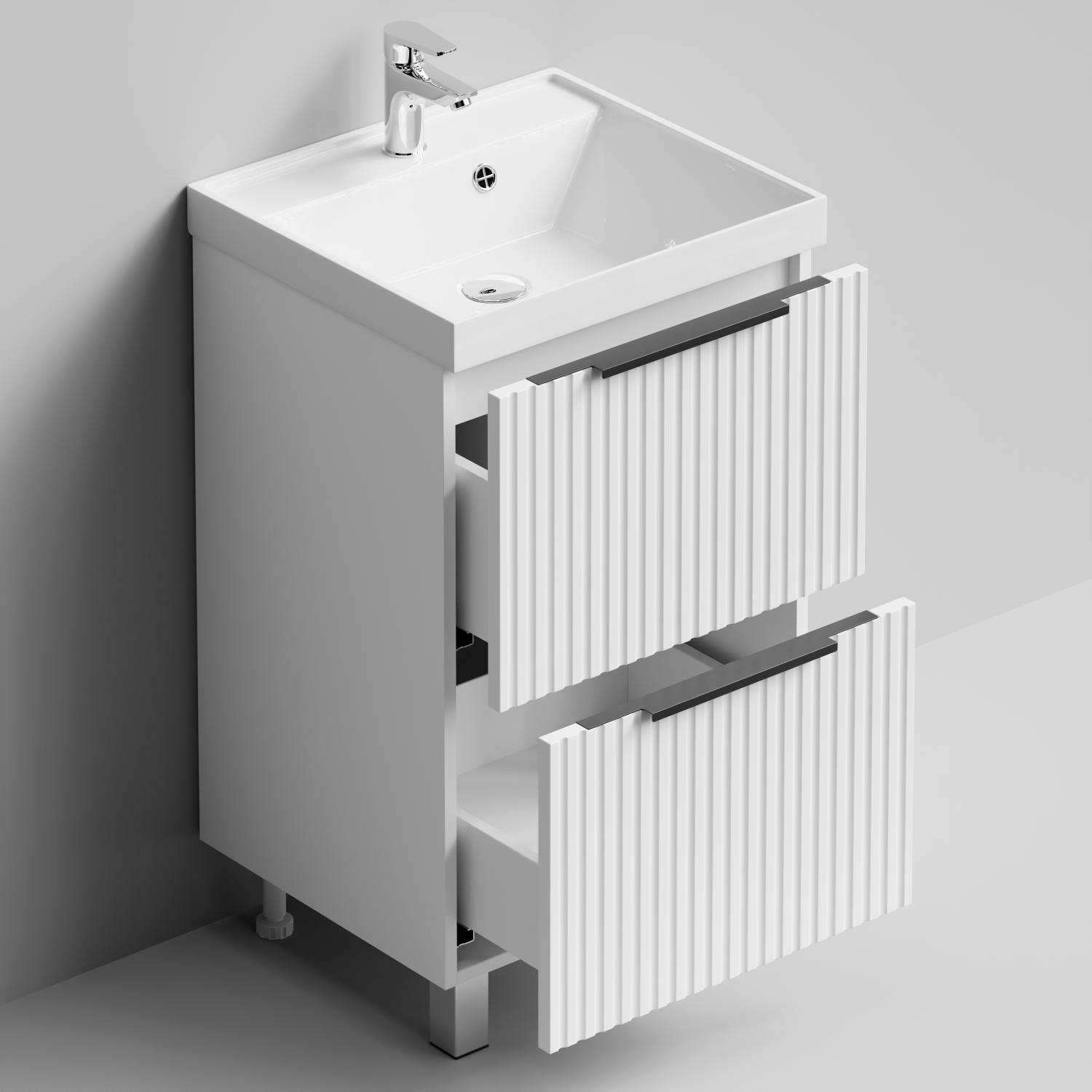 Тумба с раковиной Vod-ok Дольче 50 2 ящика, напольная, белая + 13 цветов