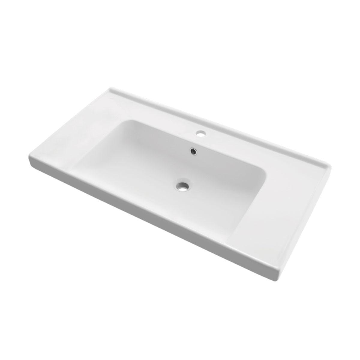 Тумба с раковиной подвесная Dreja Perfecto 90 см, дуб эврика/белый