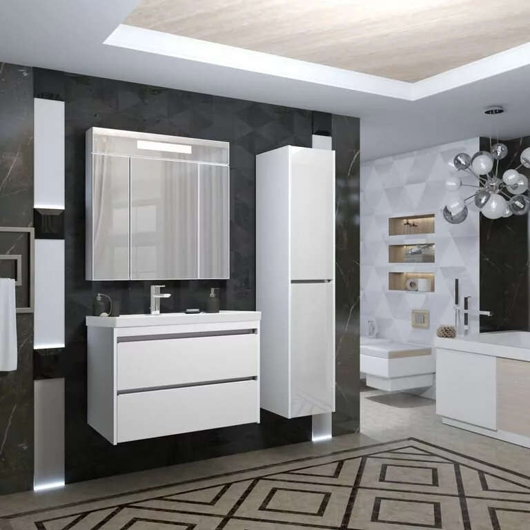 Тумба подвесная Opadiris Фреш 80 с раковиной CeraStyle Frame 80, белый