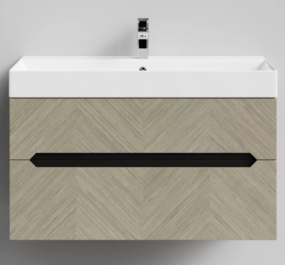 Тумба подвесная Vod-ok Элато 100 с раковиной Stance 100, дуб + 6 цветов