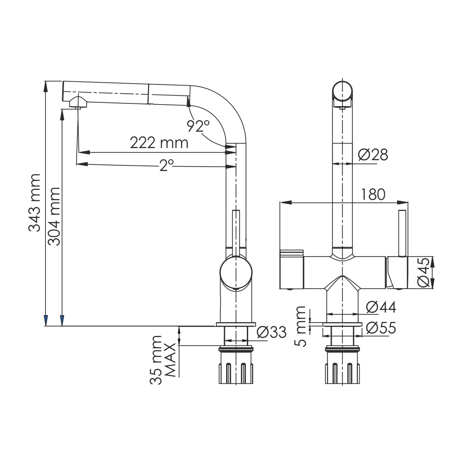 Смеситель для кухни под фильтр с выдвижной лейкой WasserKraft A8927 никель