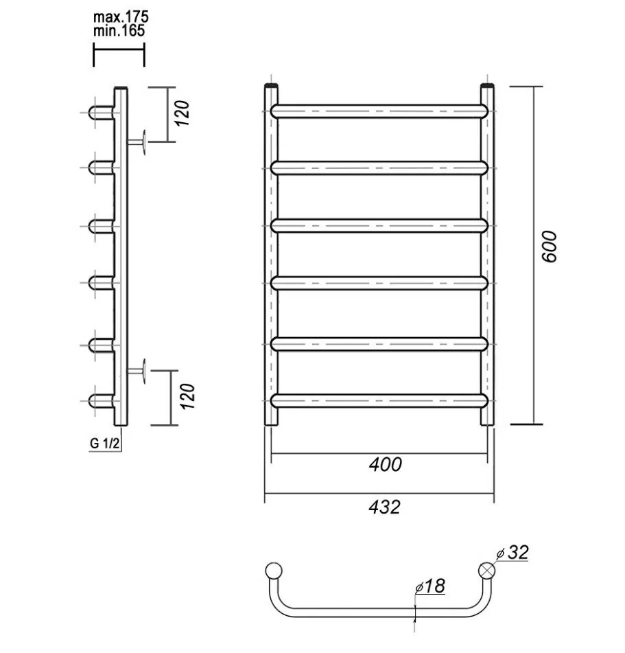 Полотенцесушитель водяной Domoterm Стефано П6 400х600 хром