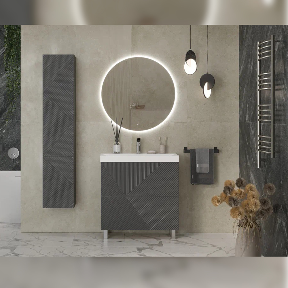 Тумба с раковиной напольная Velvex Edge tn.EDG.9696.80.2Y графит, 80 см