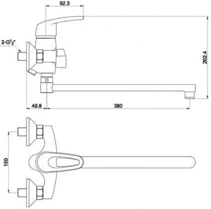 Смеситель для ванны Timo Standard 1935Y-CR хром