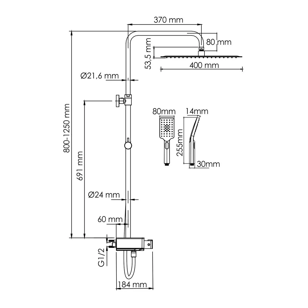 Душевая стойка WasserKraft A113.119.126.CH Thermo хром