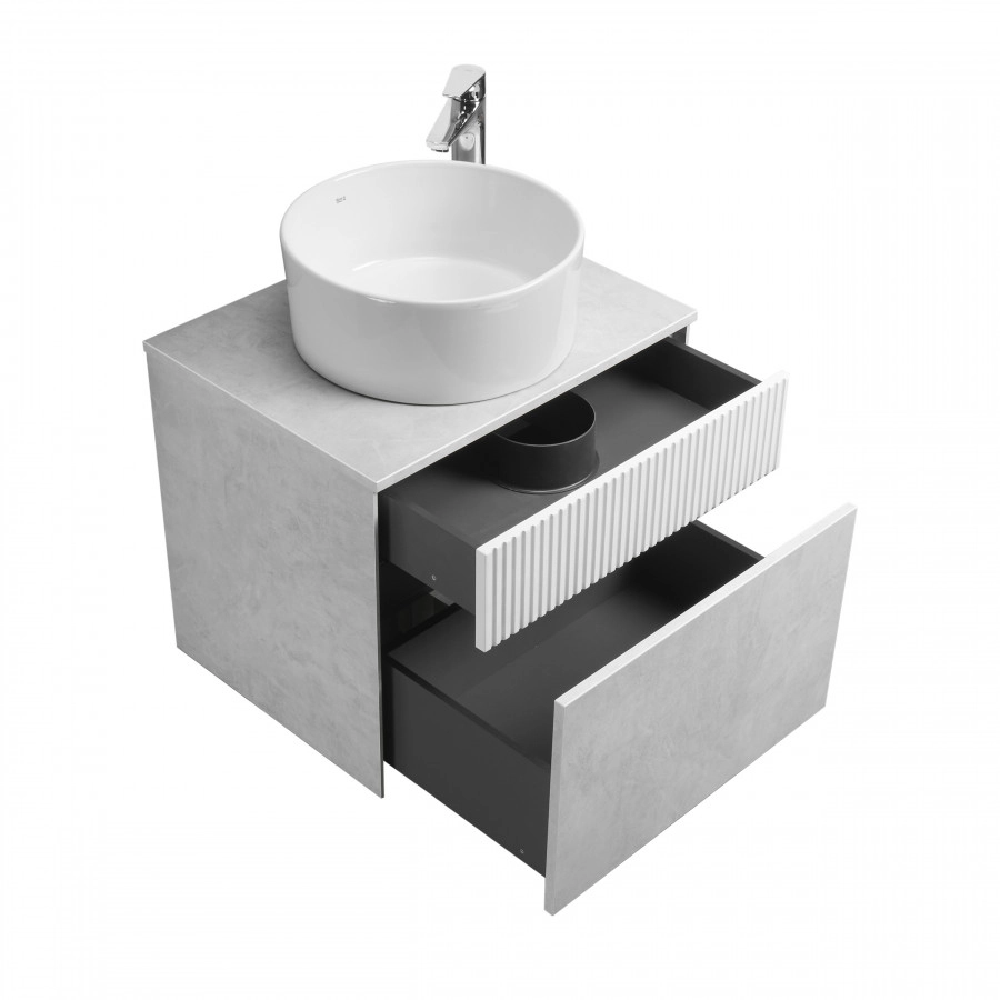 Тумба Aquaton Марбл слэйт 60 с раковиной MILA 40х40, белый матовый