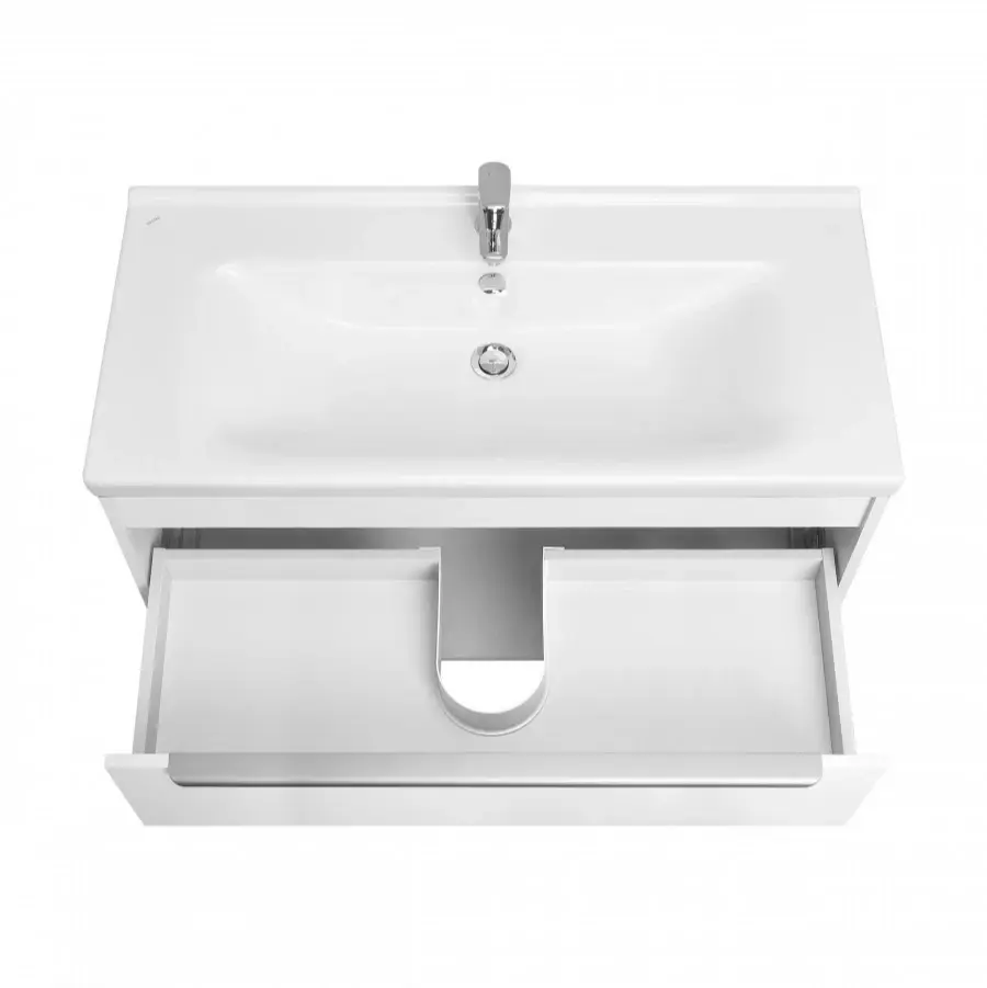 Тумба подвесная Aquaton Хоуп 100 с раковиной Миранда 100, 1 ящик, белый