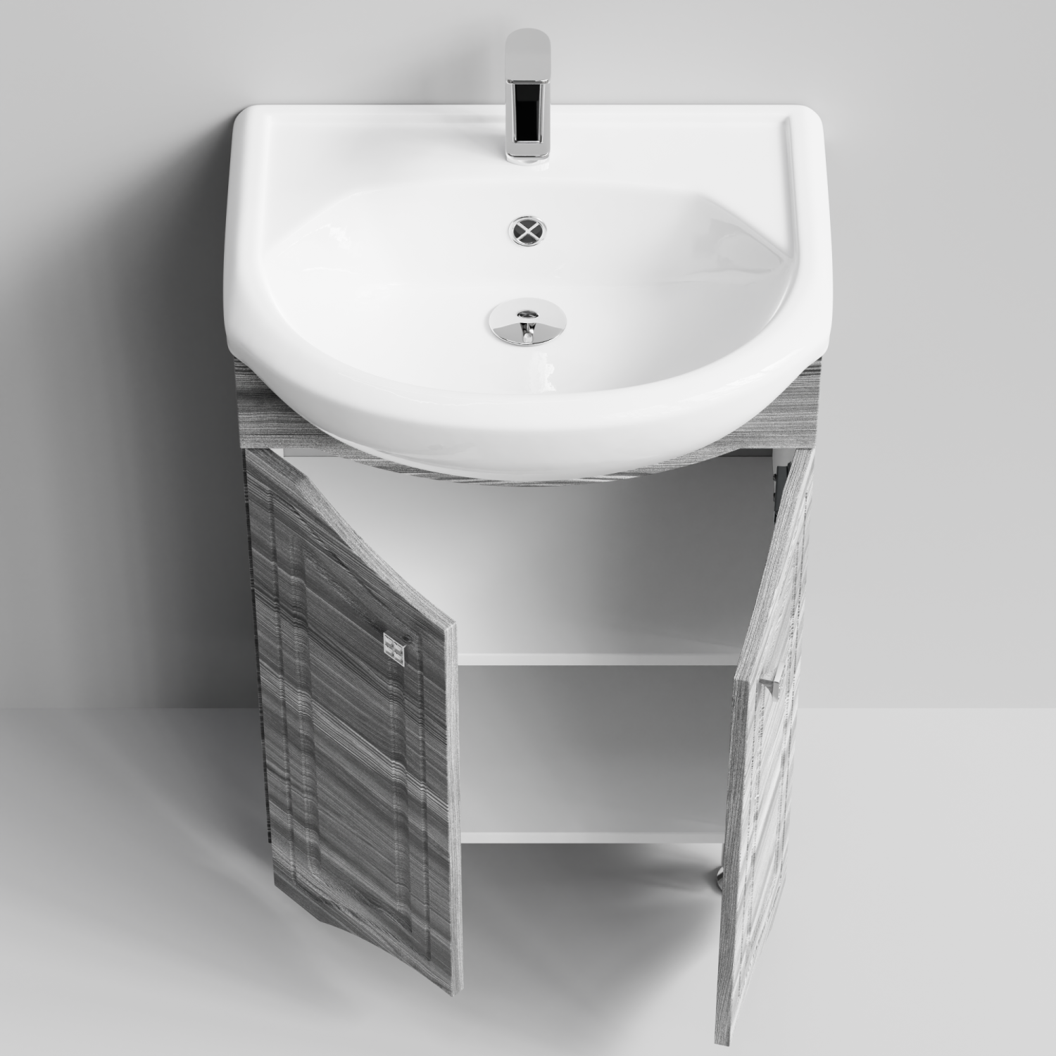 Тумба с раковиной Адам 55 напольная, Лиственница структурная контрастно-серая