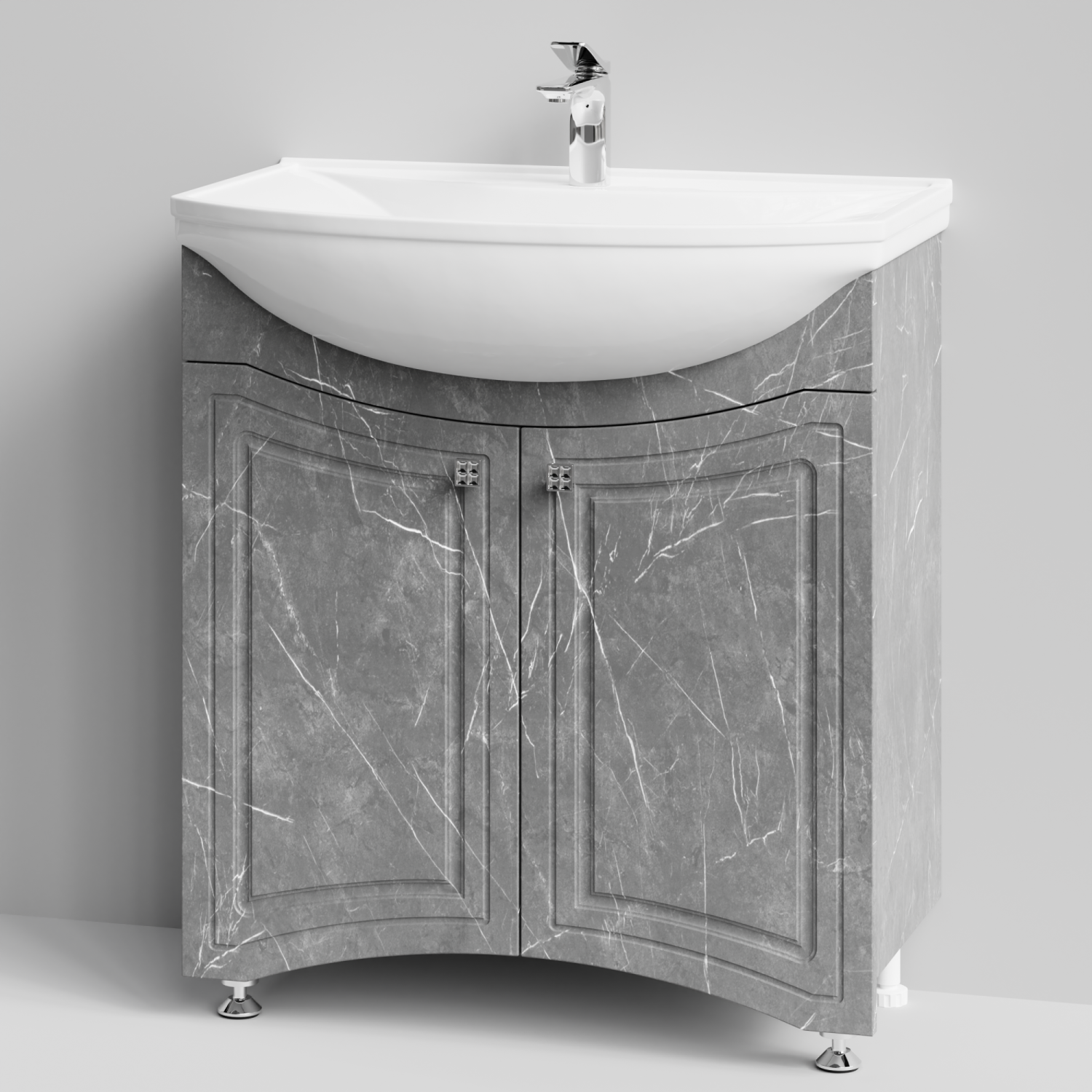 Тумба с раковиной Адам 75 напольная, Мрамор Серый софт тач