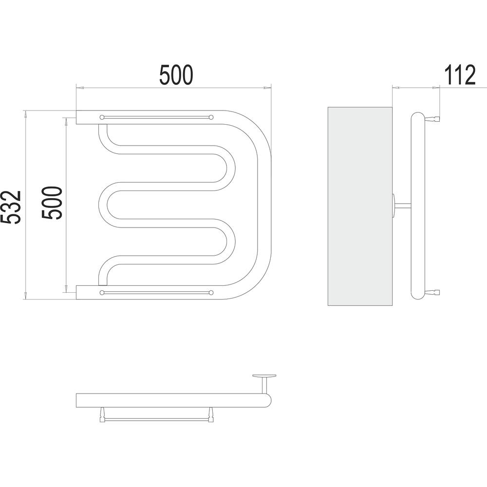 Полотенцесушитель водяной Terminus Фокстрот (1") 50х50
