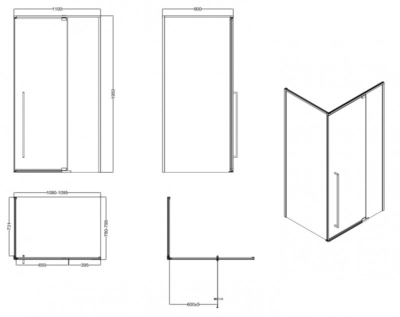 Душевой уголок ESBANO ESA-119PS-C 110х90х195