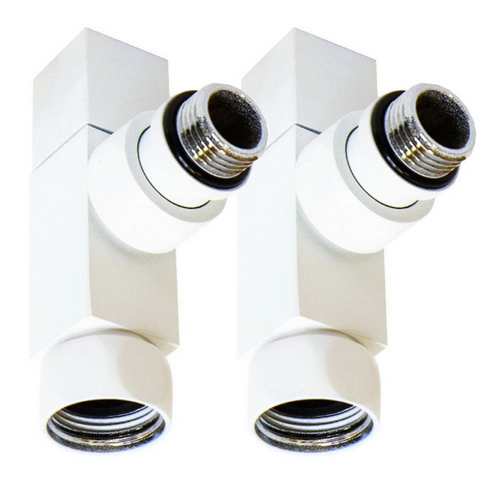 Кран для полотенцесушителя / вентиль угловой Energy, 1/2'' - 3/4'', цвет белый матовый, ручка квадрат - 2 шт.