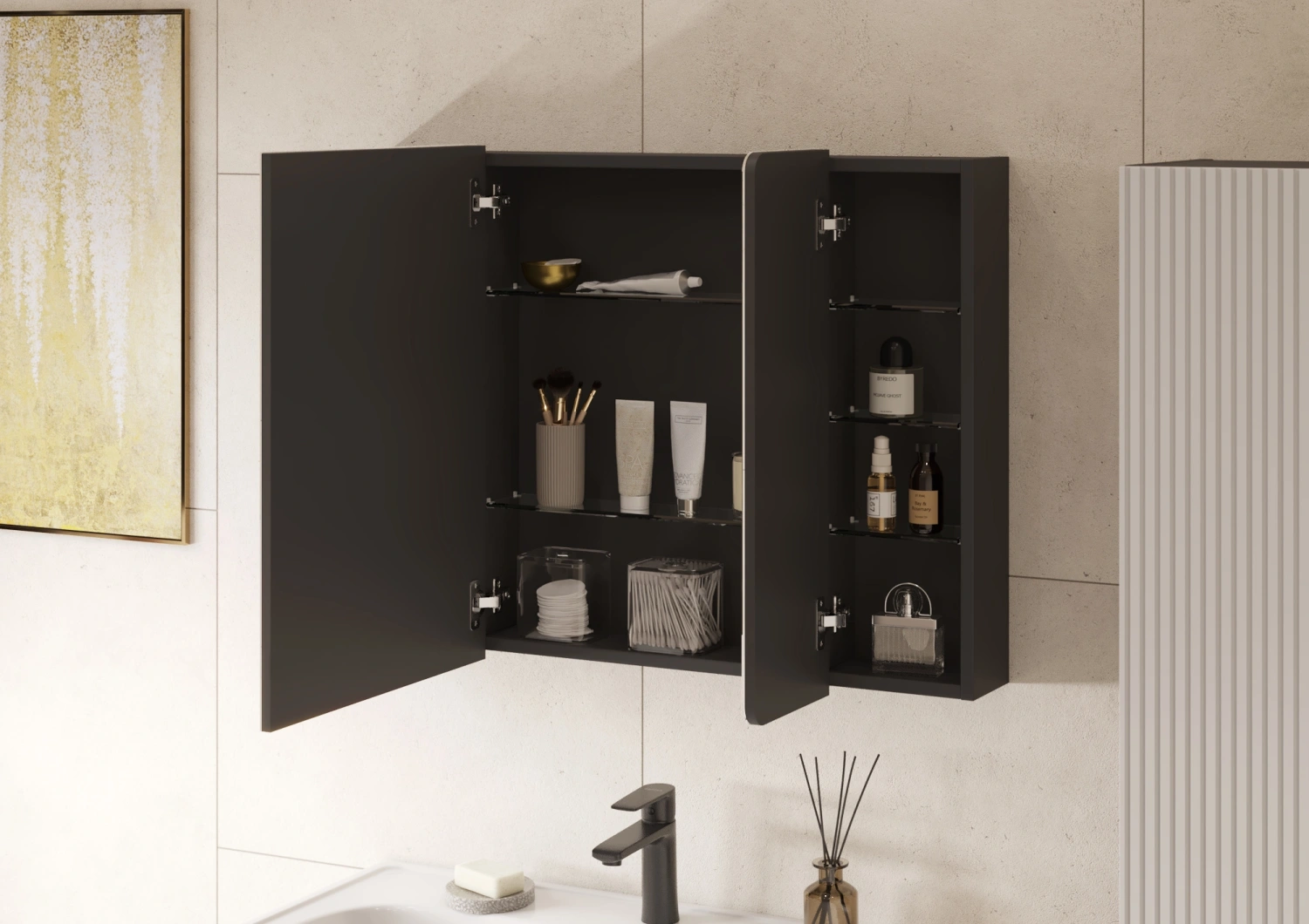 Зеркало-шкаф Aquaton Ар-Деко 105 Серый Кобальт