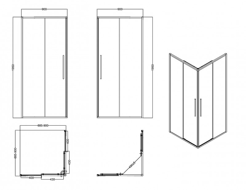 Душевой уголок ESBANO ESS-90KV-C 90х90х195
