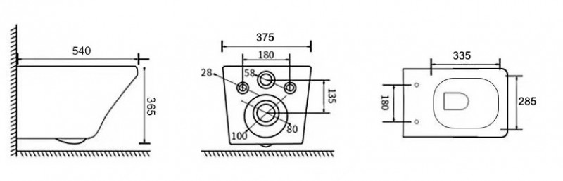 Унитаз подвесной Esbano ONIX (White) 540х360х365