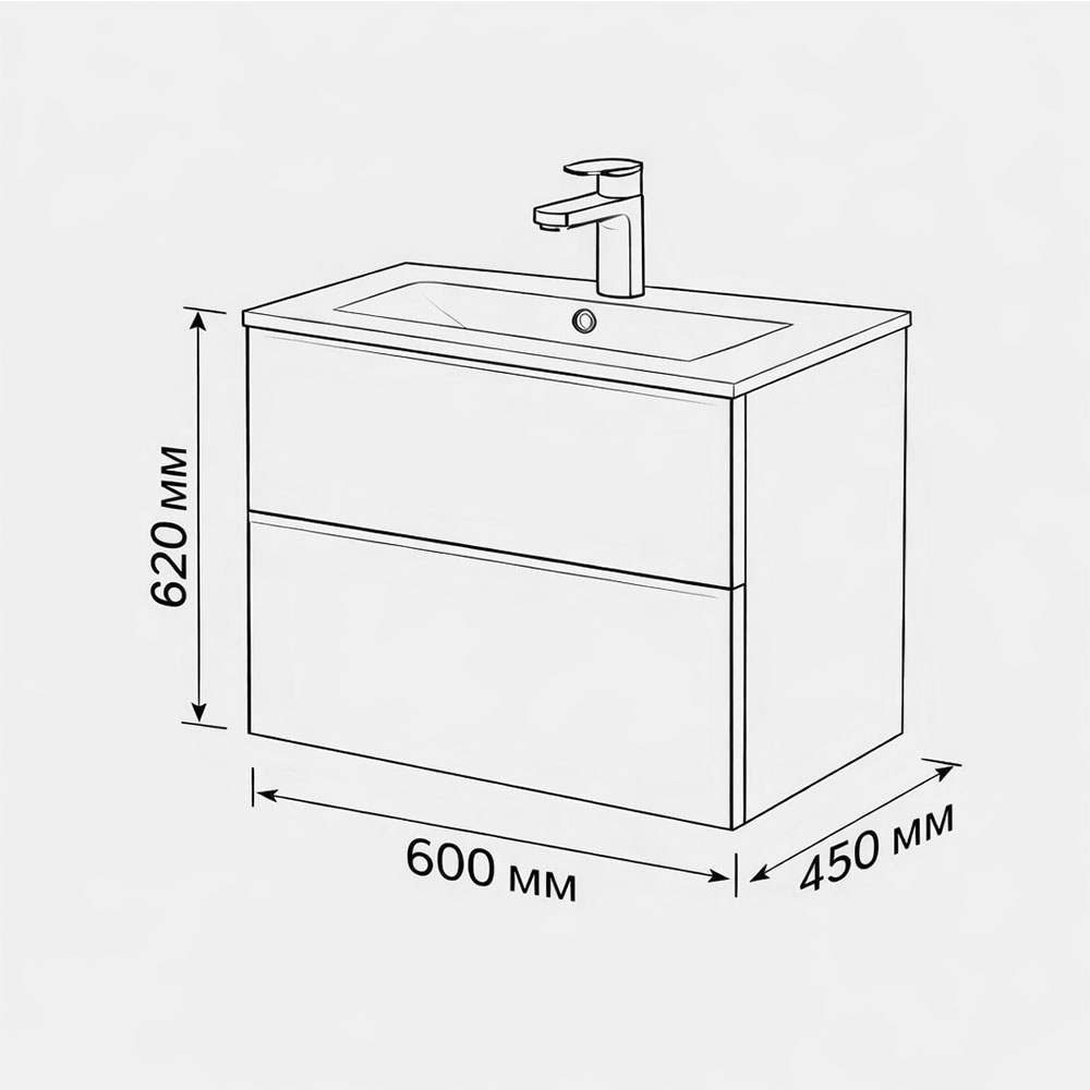 Тумба с раковиной подвесная (60 см) Terminus Vega VEG10602701601OSL, графит